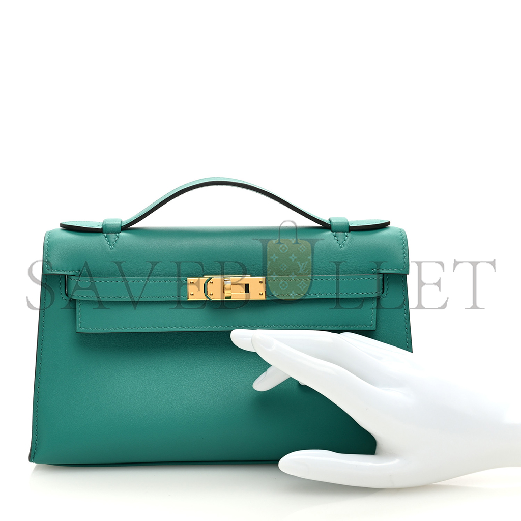 HERMÈS SWIFT KELLY POCHETTE CLUTCH VERT VERONE (22*14*7cm) 